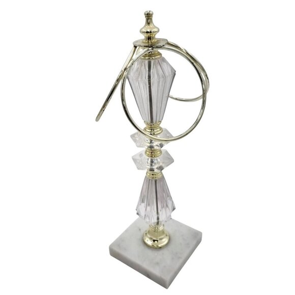 Lucite & Marble 3-Ring Towel Holder With Gold Accents Elegant Bathroom Accessory - Picture 2 of 8